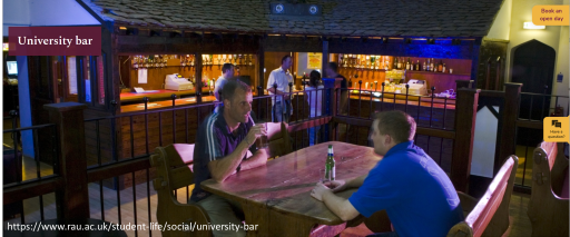The university bar at the Royal Agricultural University (RAU)